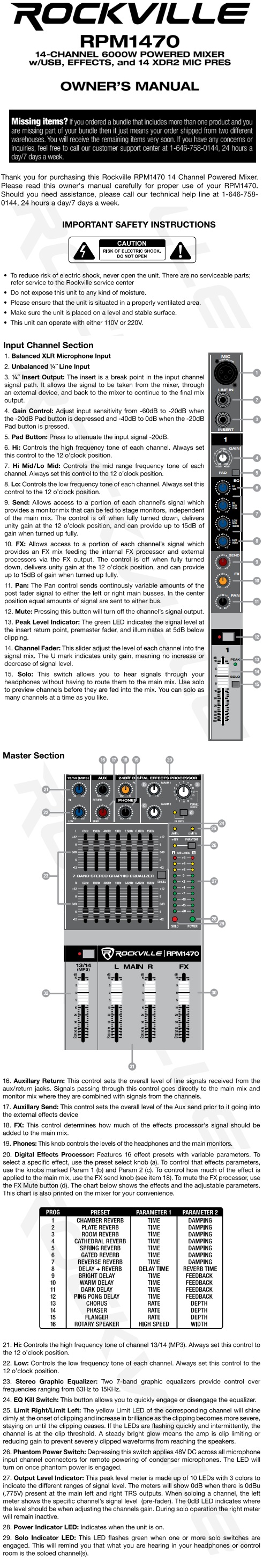 RPM1470 Owner's Manual – Rockville Audio