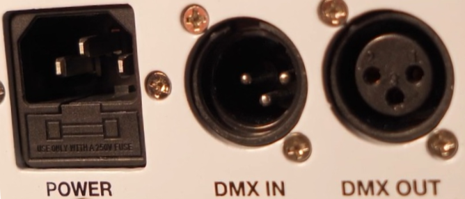 POWER DMX IN DMX OUT