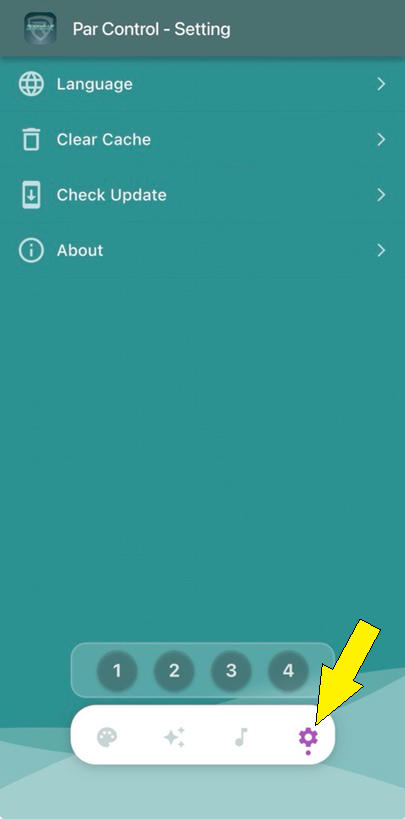 Gear icon on lower right of smartphone screen