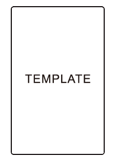 A simple line drawing illustrating a mounting or installation cutout template:  Shape: A vertical, rectangular outline with slightly rounded corners.  Text: The word "TEMPLATE" is printed in all capital letters in a clean sans-serif font centered directly in the middle of the box.
