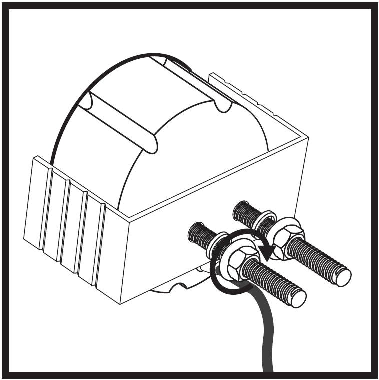 An illustration showing remote control installation step:  Diagram showing tightened nuts securing U-bracket flush against rear mounting surface