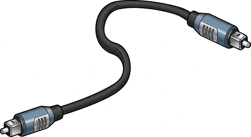 An optical digital audio cable (Toslink cable) with male optical connectors on both ends.   